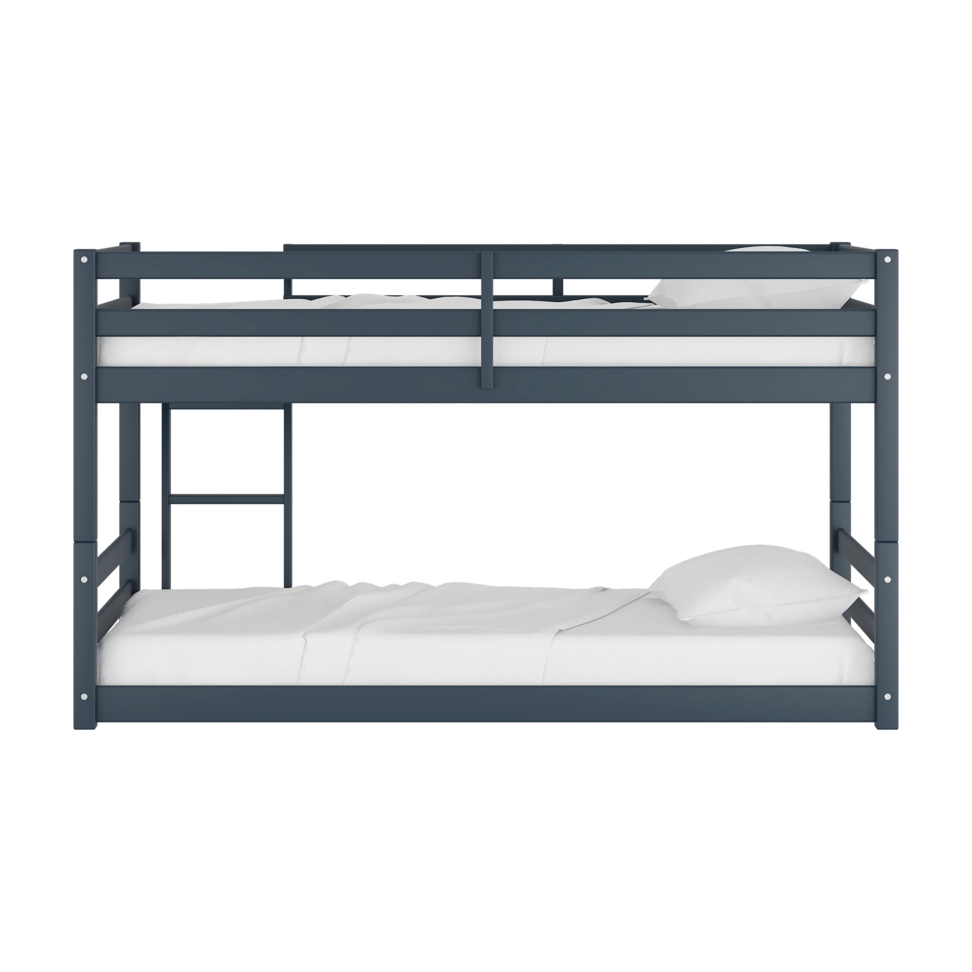 HH2 Home Essentials Campbell Wood Twin Over Twin Floor Bunk Bed, Navy