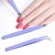 thumbnail image 4 of 2Pcs Stainless Steel Nail Art Tweezers Anti static Straight Curved Manicure Tweezers Purple, 4 of 4