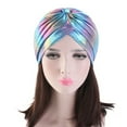 thumbnail image 3 of YUUZONE Women Rainbow Metallic Arab Turban Hat Twisted Front Pleated Headwrap Glitter Beanie Mus11m Hijab Hair Loss Chemo Cap, 3 of 19