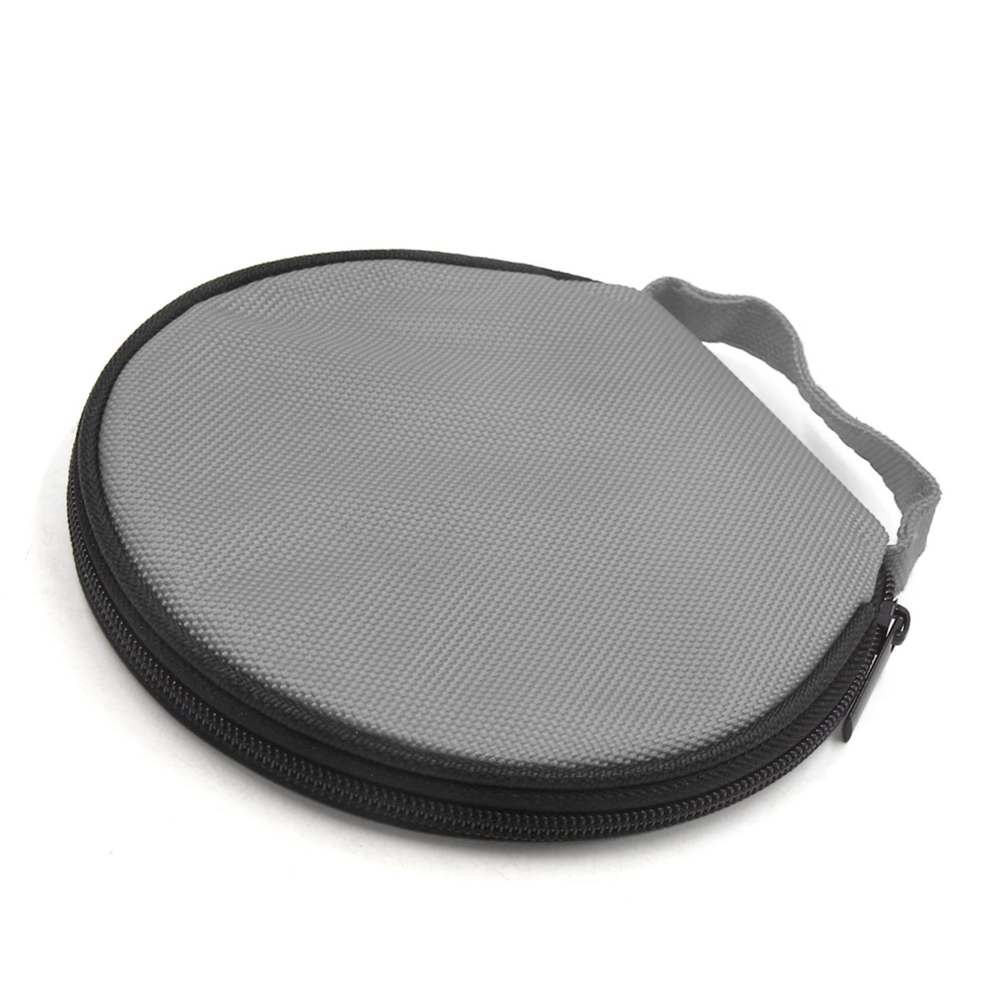 Unique Bargains Zipper Round CD Discs Holder Bag Storage Carry Case Wallet Gray