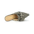 thumbnail image 4 of BLISSFUL STEP Women Stripe Bow Pointed Toe Block Heel Slides Mules Black 7, 4 of 8