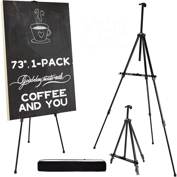 Artify 73 Inches Double Tier Easel Stand, Adjustable Height from 22-73”, 3 in 1, for Painting and Display with a Carrying Bag, 1PACK