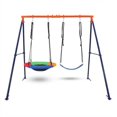 thumbnail image 4 of 45 Inch Saucer Swing Set with Heavy Duty A Frame Stand for Kids & Adults, 440 LBS Weight Capacity, Adjustable Ropes Outdoor Playground Equipment, Rainbow, 4 of 7