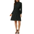 thumbnail image 2 of DARING DIVA Floral Print Long Sleeve Tie Waist A-line Dress XS Black, 2 of 7