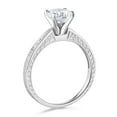 thumbnail image 3 of Wellingsale Ladies Solid 14k White Gold Polished CZ Cubic Zirconia Round Cut Engagement Ring with Side Stones and Matching Band Bridal Set - Size 9, 3 of 8