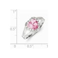thumbnail image 2 of Solid 925 Sterling Silver Pink CZ Cubic Zirconia Heart Ring (2mm) - Size 7, 2 of 2