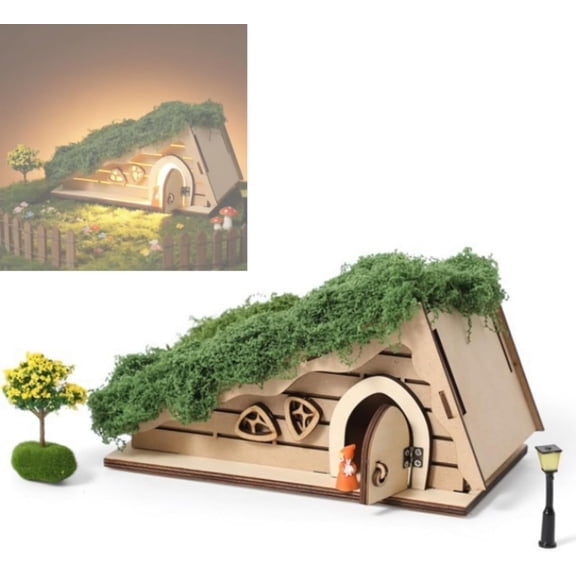 Wooden Fairy House DIY Craft Kit Miniature Bookshelf Decor