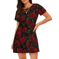 thumbnail image 1 of Fotbe Rose Bata de Dormir para Mujer con Estampado, Camisón de Algodón de Manga Corta, Ropa de Dormir Casual, 1 of 6