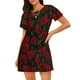 thumbnail image 1 of Fotbe Rose Bata de Dormir para Mujer con Estampado, Camisón de Algodón de Manga Corta, Ropa de Dormir Casual, 1 of 6