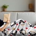 thumbnail image 3 of Sea Animals Soft Flannel Fleece Throw Blanket, Penguins with Heart Shapes Romantic Valentines Day, Cozy Plush for Indoor and Outdoor Use, 50" x 70", Mustard White Black, by Ambesonne, 3 of 5