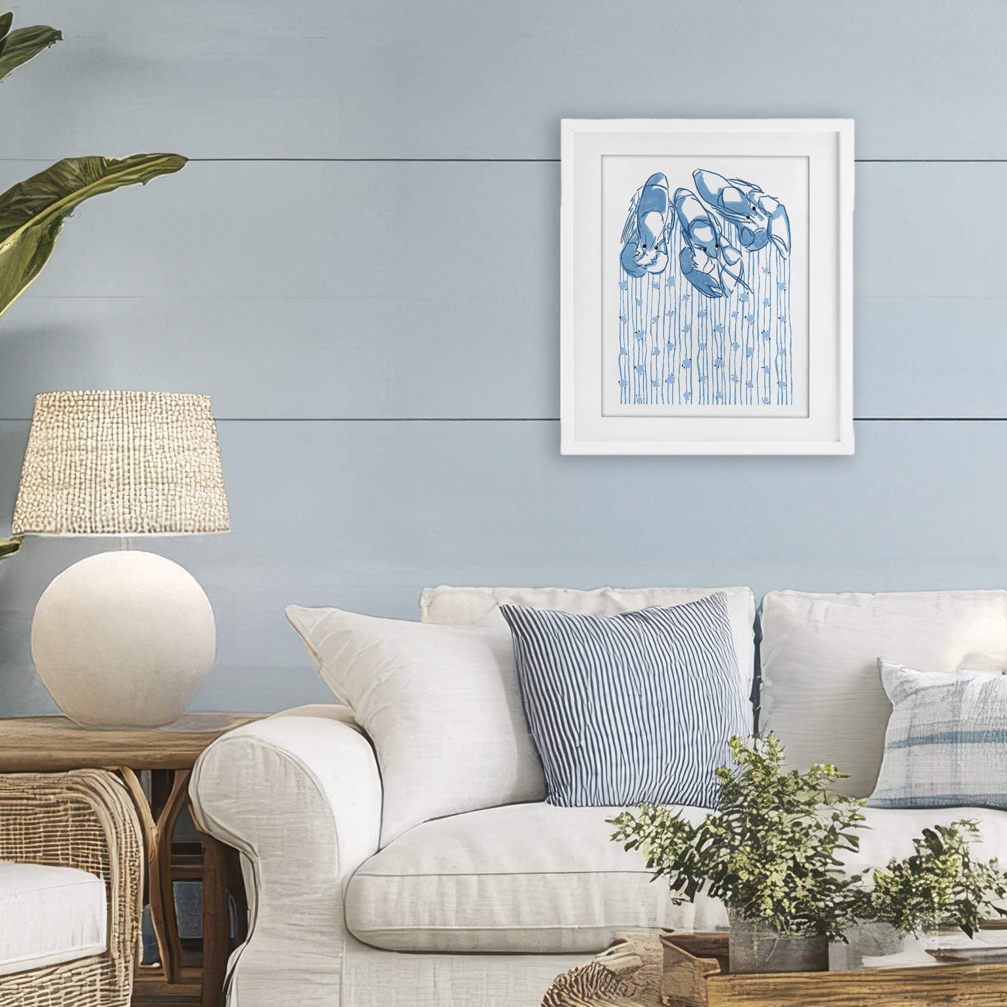Stupell Industries Lobster Trio with Strings White Framed Print Under Glass, design by Melissa Tilley