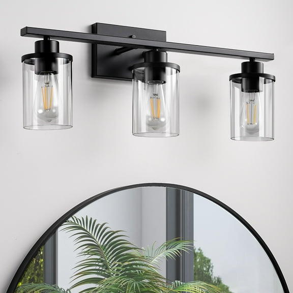 EDISHINE Vanity Wall Lights for Bathroom Mirror, 3 Lights with Clear Glass Shade E26 Base
