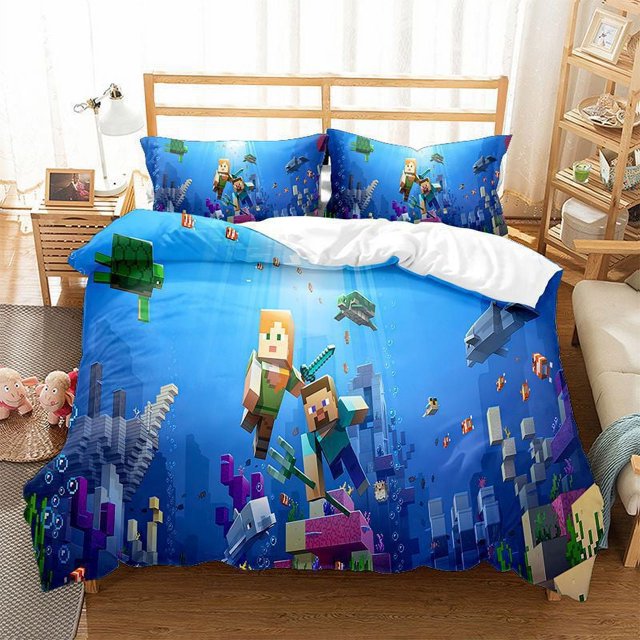 siniker Bedding Set Kids Quilt Cover 3D Cartoon Playing Bed Cover Set with Pillowcase and Zipper Closure