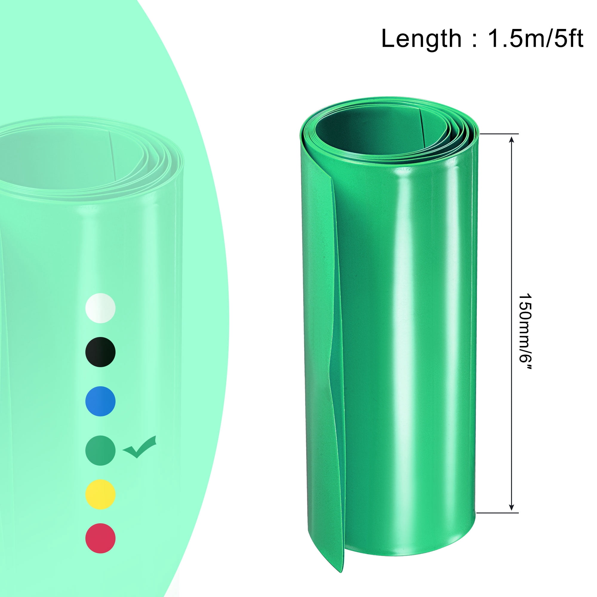 Unique Bargains Battery Wrap PVC Heat Shrink Tubing Insulation Pack Green 6" Flat 5ft