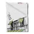 thumbnail image 2 of Sketch Soft Flannel Fleece Throw Blanket, Sketch of Parisian Patio with Tables and Lantern, Cozy Plush for Indoor and Outdoor Use, 60" x 80", Charcoal Grey White, by Ambesonne, 2 of 5