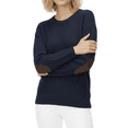 thumbnail image 2 of Yemak Women's Long Sleeve Honeycomb Stitch Sweater Top with Leather Patches MK3354-NAV-M-BD, 2 of 4