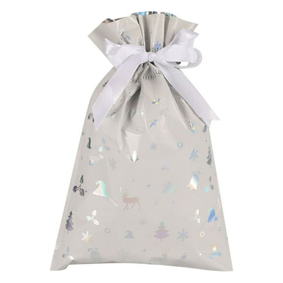 Naxoaeo Christmas Drawstring Bags, Christmas Gift Wrapping Bags Goody Bags, Christmas Foil Bags,Xmas Mylar Holiday Treat Bags Candy Bags Pouches,Christmas Party Favor Supplies Decoration