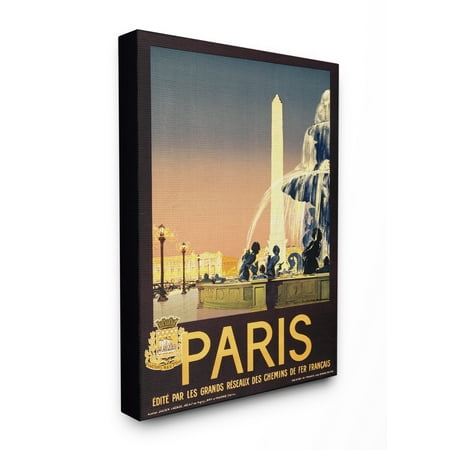 The Stupell Home Decor Collection Vintage Paris Fountain Poster Stretched Canvas Wall Art, 16 x 1.5 x