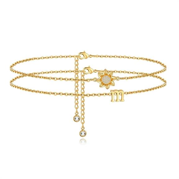 TINGN Ankle Bracelets for Women Initial Anklet Layered Sunflower Ankle Bracelets Initial Ankle Bracelets for Women Jewelry Gifts