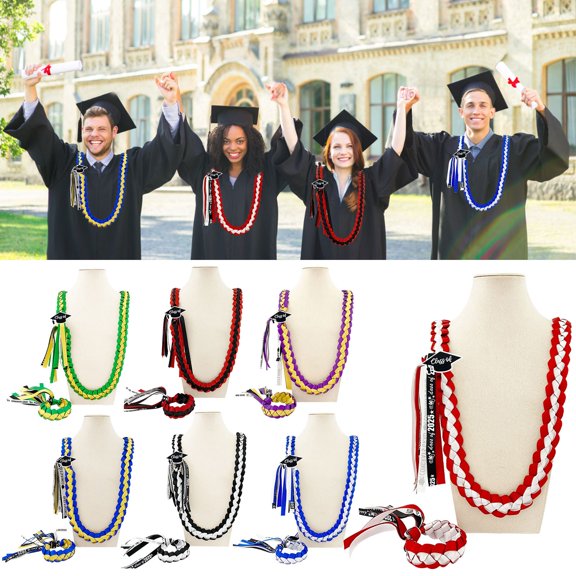 Graduation Honor Ribbon Set 2025 Handmade Wreath Sash with Tassels and , Colorful Polyester Ribbon for College High School Ceremony Gift