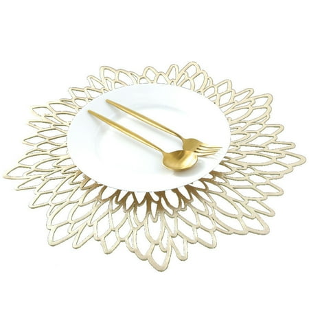 

Bluelans kitchen Table Pad Eco-friendly Flower Shaped PVC Hollow Out Heat Insulation Placemat for Home