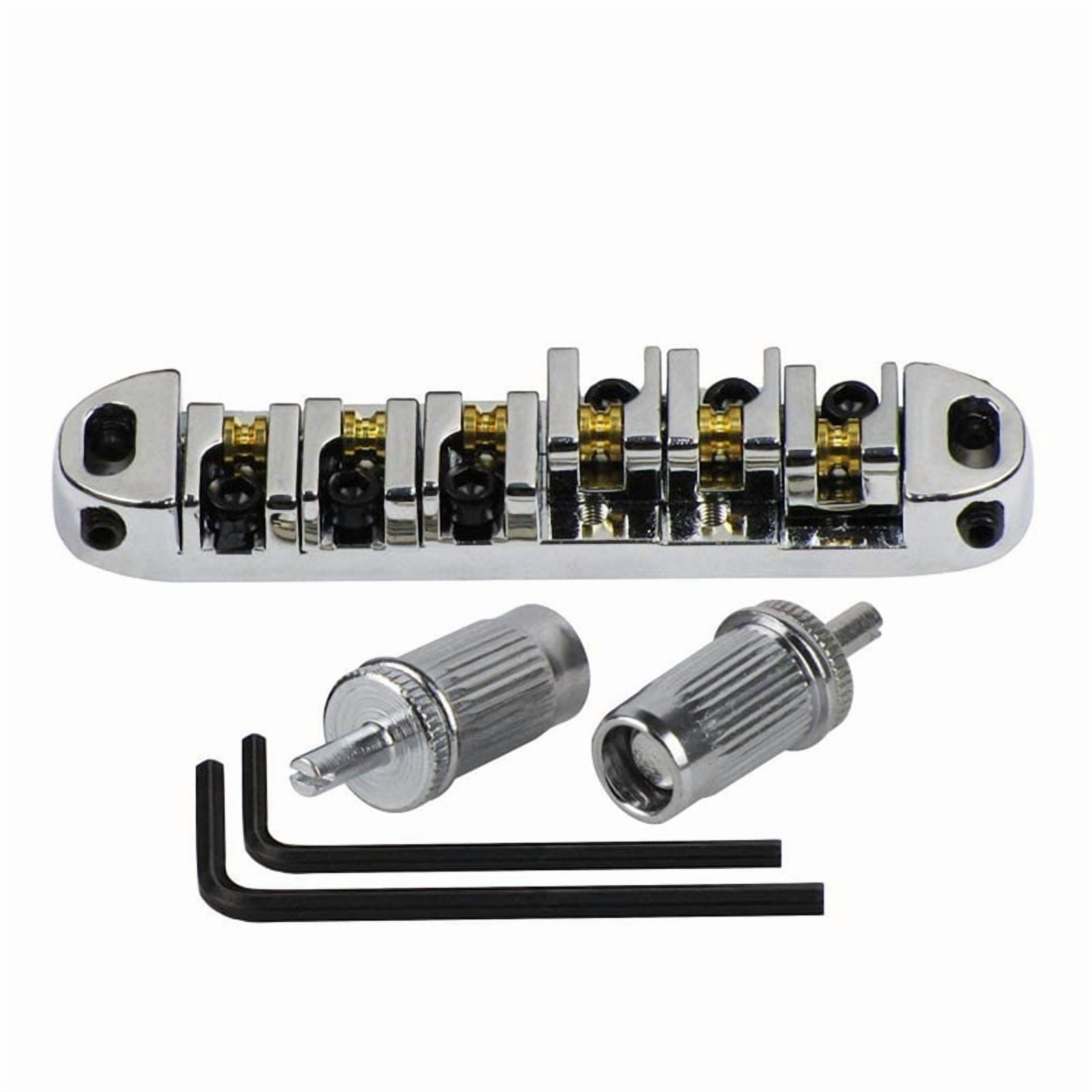 4X Chrome Metal Plated Roller Saddle Tune-O- Bridge for Style Electric Guitar Replacement
