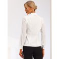 thumbnail image 3 of Camisa con Botones Mangas Largas Allegra K Blusa de Oficina de Trabajo blanco XS, 3 of 6