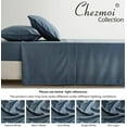 thumbnail image 5 of Chezmoi Collection 4-Piece Stone Washed California King Sheet Set, Rayon Derived from Bamboo & Polyester Blended, Breathable & Cooling 15-Inches Deep Pocket Sheets & Pillowcases Set, Steel Blue, 5 of 9