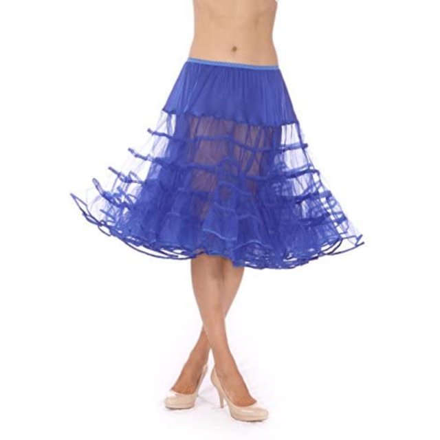 Malco Modes Meghan Luxury Crinoline Slip, encuadernación de organza, cintura y longitud ajustables, capas dobles rígidas para un levantamiento moderado para Rockabilly 50s (mediano, azul real) Malco Modes 578-RB-MED