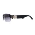thumbnail image 3 of Luxury 90s' Rimless Thin Metal Rectangular Fashion Sunglasses Silver Black Smoke, 3 of 4