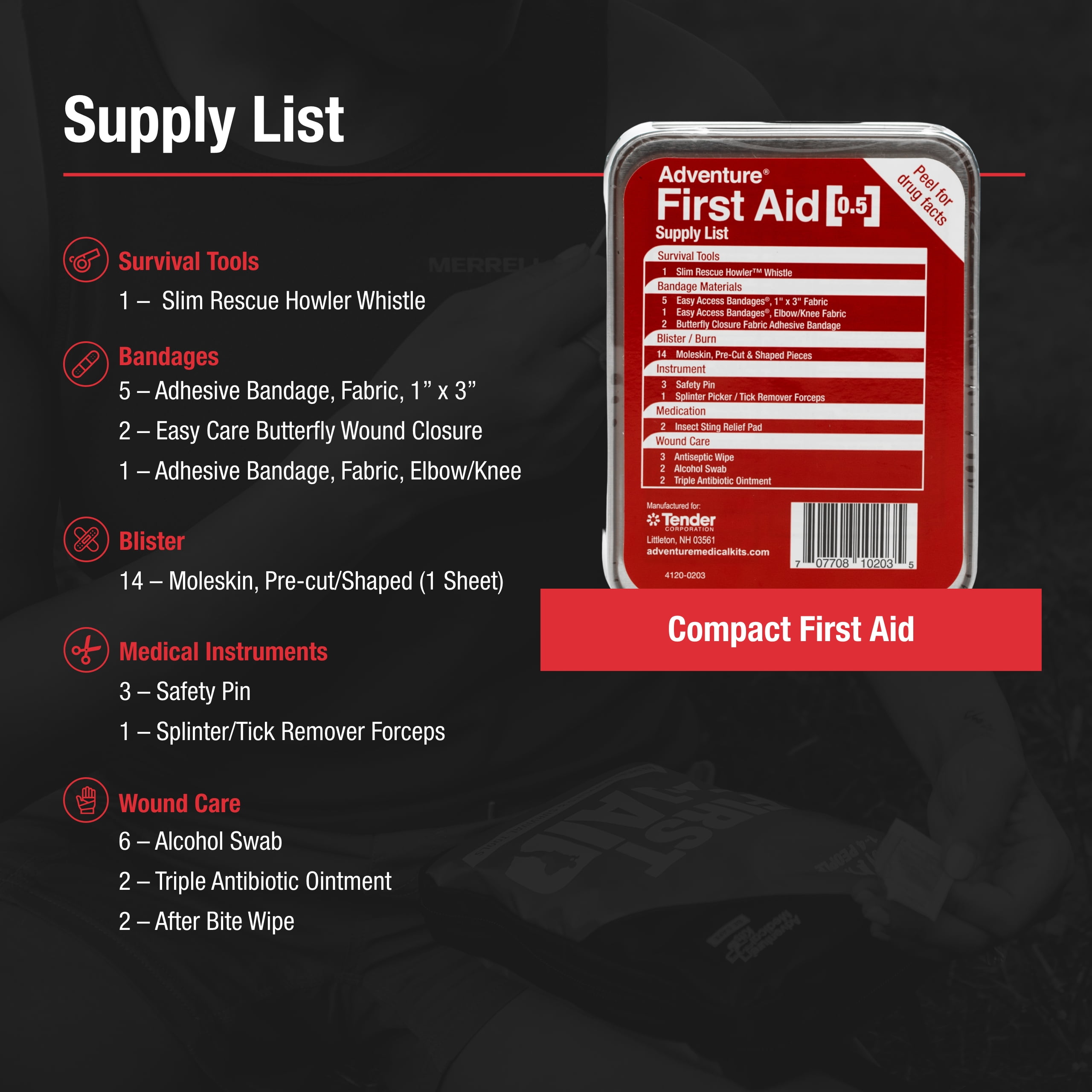 Adventure Medical Kits Adventure First Aid, 0.5 Tin - (Pack of 2)