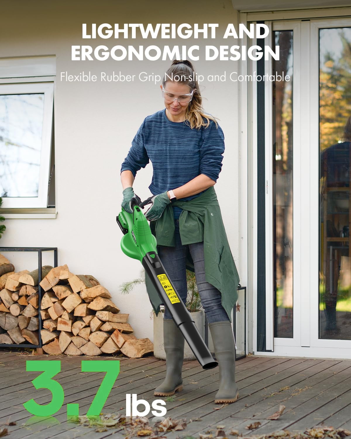 Firstness Cordless Leaf Blower, 20V Electric Leaf Blower with 2 Batteries and Charger, 135MPH 2 Speed Modes, 18000RPM, Lightweight Cordless Blower for Lawn Care, Patio, Dust, Blowing Leaves, Green