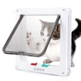 thumbnail image 3 of Solapa para puerta de gato grande (tamaño exterior 9.9" x 9.2"), bloqueo de 4 vías para puertas interiores y exteriores, puerta para mascotas resistente a la intemperie para gatos, perros, g, 3 of 5