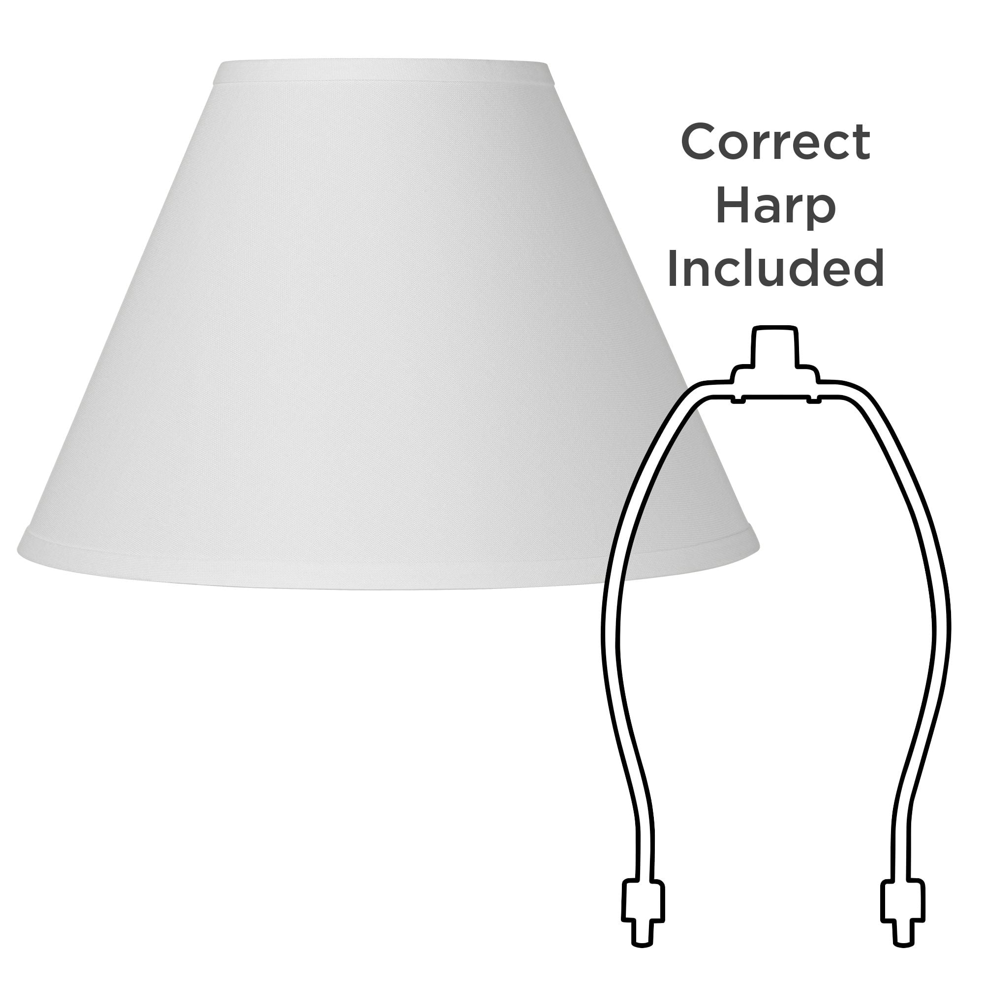 Springcrest Bright Antique White Linen Medium Lamp Shade 6.5" Top x 15" Bottom x 10.75" High x 11.75" Slant (Spider) Replacement with Harp and Finial