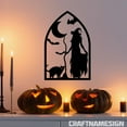 thumbnail image 2 of Craftnamesign Witch and Black Cat Metal Wall Art Led Light, Halloween Sign, Halloween Decor, 2 of 5