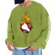 thumbnail image 1 of Sudadera sin capucha para hombre, cuello redondo, deportiva, con estampado de béisbol, sudadera con capucha, manga larga, blusa de poliéster para hombre, 1 of 4