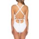 thumbnail image 3 of Traje de baño de una pieza Cuello en V Diseño de correa sin espalda Color puro Traje de baño de una pieza de moda Traje de baño de mujer Blanco L, 3 of 7