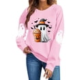 thumbnail image 5 of Jsaierl Halloween Sweatshirts for Women Spooky Ghost Print Pullovers Fall Holiday Round Neck Long Sleeve Sweater Tops Halloween Party Supplies, Sizes XS-XL, 5 of 6