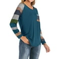 thumbnail image 3 of Women Round Neck Long Sleeves Color Block Tunic Shirt, 3 of 8