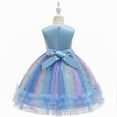 thumbnail image 4 of LUOGENLI Dresses for Girls 5-6 Years Old Child Girls Pageant Dress Party Bow Knot Sleeveless Gown Dresses Dresses for Girls 10-12 Years Old Blue 6-7 Years, 4 of 5