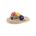 thumbnail image 1 of Woobling Ladies Slide Sandals Flat Plush Slipper Slip On Fuzzy Slippers Home Non-slip Open Toe Fluffy Slides Khaki 7.5, 1 of 7
