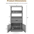 thumbnail image 3 of LDAILY Storage Cabinet, 24" L x 13" W x 48" H Floor Cabinet with 2 Shelves, 1 Drawer and a 2-Door Base Cupboard, Microwave Cart with Storage Cabinet for Kitchen, Bathroom, Home Office (Grey), 3 of 18