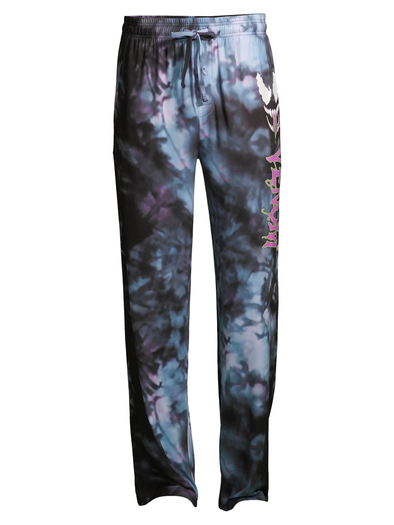 Marvel Venom Graphic Print Polyester/Spandex Men's Joggers in Black Cloud Wash, Sizes S-2XL