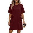 thumbnail image 2 of Kvsilth Women's Casual Dresses Loose Solid Short Sleeve Summer Dress with Pockets Daily Street Wear, 2 of 6