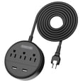 thumbnail image 1 of Regleta de alimentación NTONPOWER de 2 clavijas con 3 tomas de corriente alterna y 2 puertos USB, 1 of 7