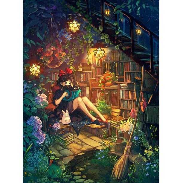 Cuadros Decorativos Kikis Delivery Service 5D Kits de pintura de diamantes DIY Taladro redondo completo (sz2737) Likrtyny embutido en tela