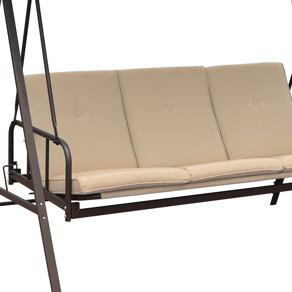Kepooman 3 Persons Luxury Outdoor Porch Swing Chair, Foldable Hanging Porch Swing Chair Seat for Porch, Patio, Garden, Khaki Kepooman 3 Persons Luxury Outdoor Porch Swing Chair, Foldable Hanging Porch Swing Chair Seat for Porch, Patio, Garden, Khaki