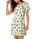 thumbnail image 2 of Balery Tiger Leaves Camisón de manga corta con cuello redondo para mujer, cómodo y elegante., 2 of 6