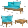 thumbnail image 2 of Gymax 4PCS Rattan Patio Sofa Set Outdoor Furniture Set w/ Turquoise Cushions, 2 of 10