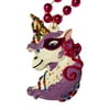 Hot Pink Masked Unicorn Mardi Gras Bead Necklace
